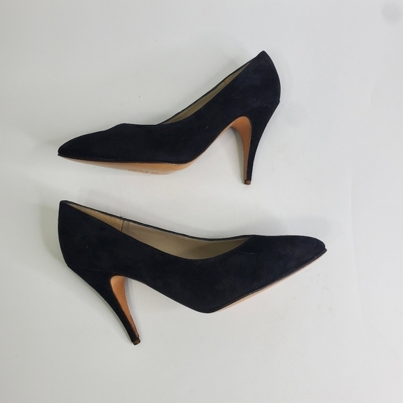 J.B. MARTIN PARIS ADELYS SUEDE HEELS SIZE 5.5M BLACK SHOES - Picture 12 of 13